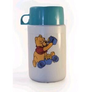 Vintage Disney Winnie the Pooh thermos Lunchbox honey pot, Turquoise Teal Lid